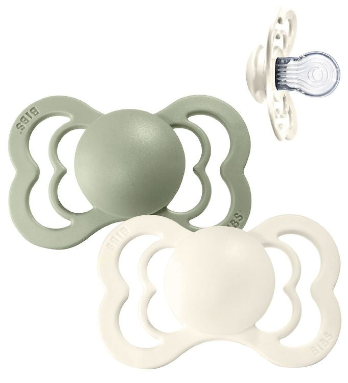 BIBS Dummies ‘Supreme’ | Silicone | Ivory / Sage