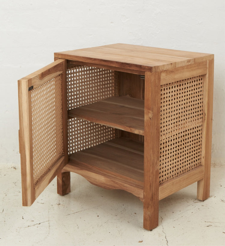 Edena Teak | Rattan Bedside Table | PICK UP INSTORE ONLY