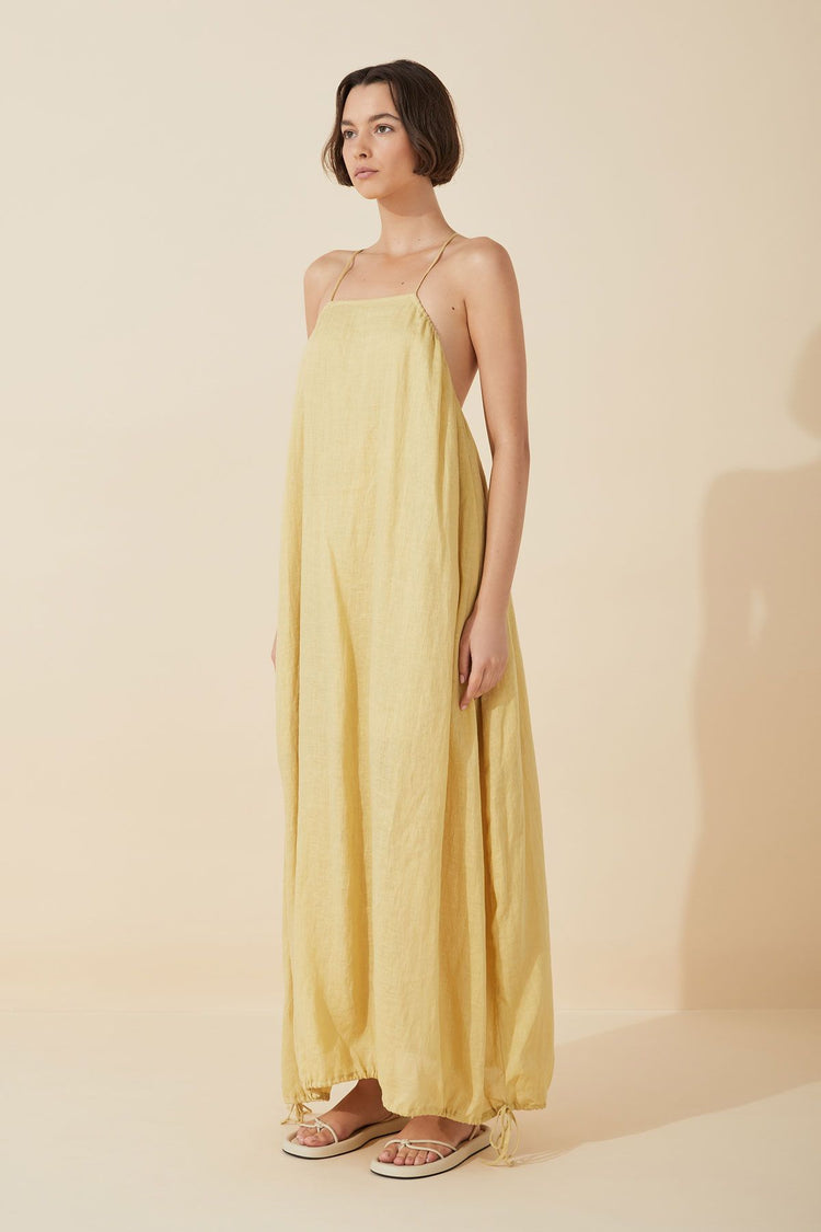 Citrus Linen Drawcord Dress