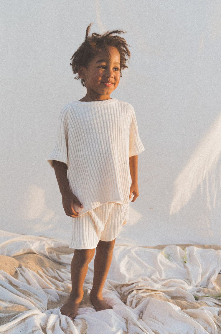 Essential Ribbed Knit Tee | Vanilla