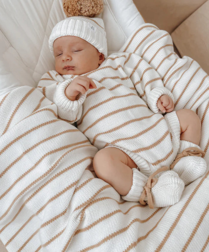 Bubble Romper | Caramel Stripes