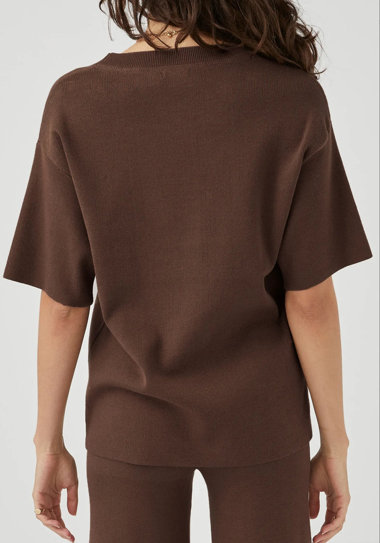 Harper Organic Knit T-Shirt | Chocolate