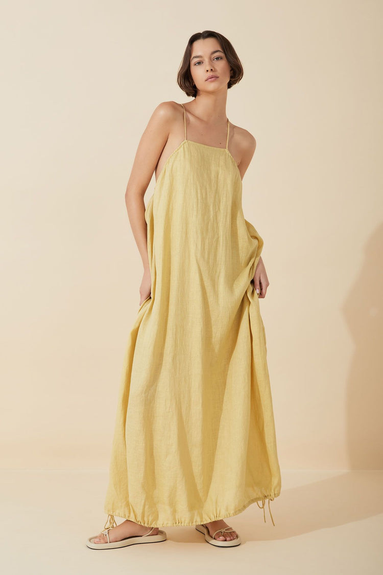 Citrus Linen Drawcord Dress