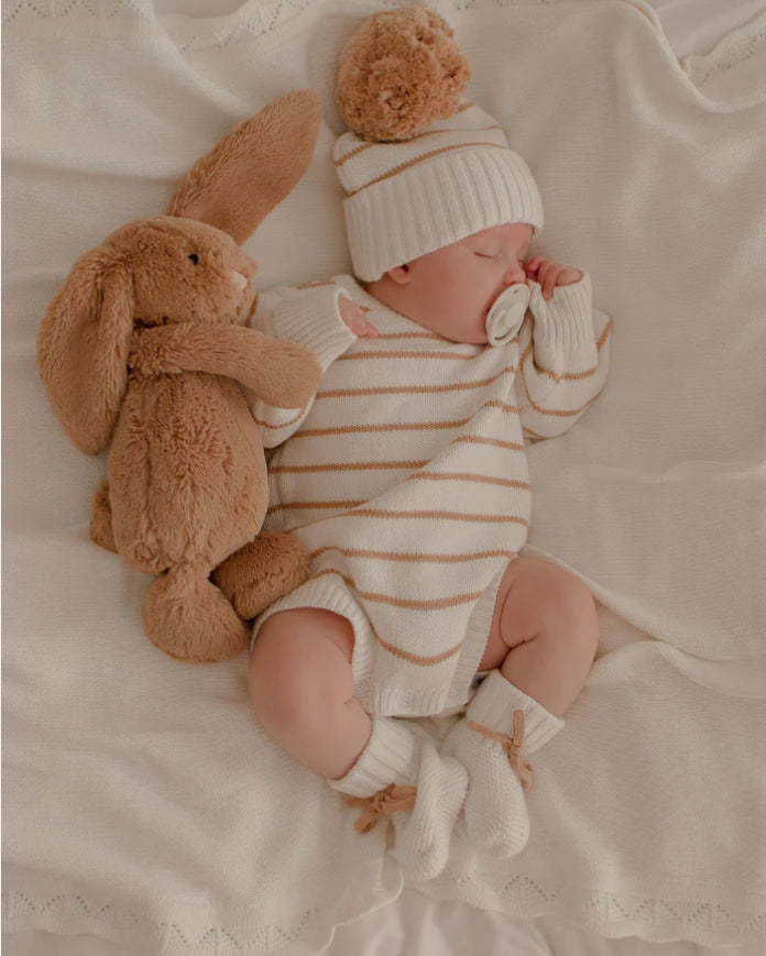 Bubble Romper | Caramel Stripes