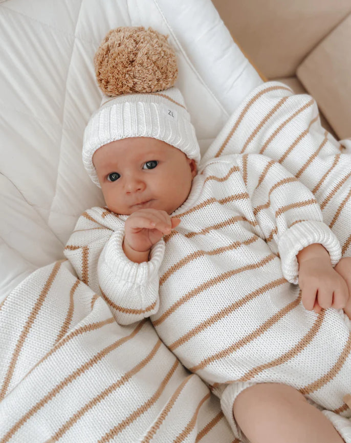 Bubble Romper | Caramel Stripes