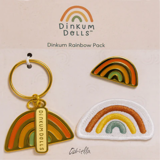 Dinkum Rainbow | Keychain | Pin | Badge Set