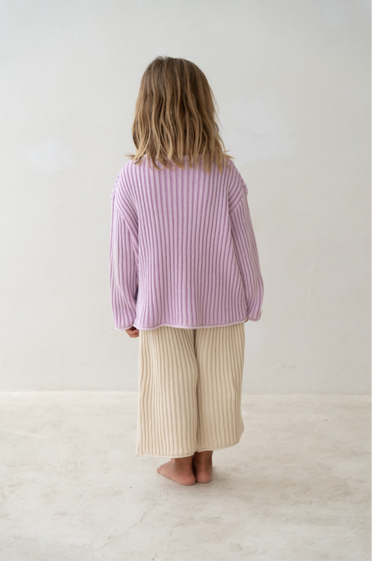 Essential Knit Jumper | Mauve Stripe