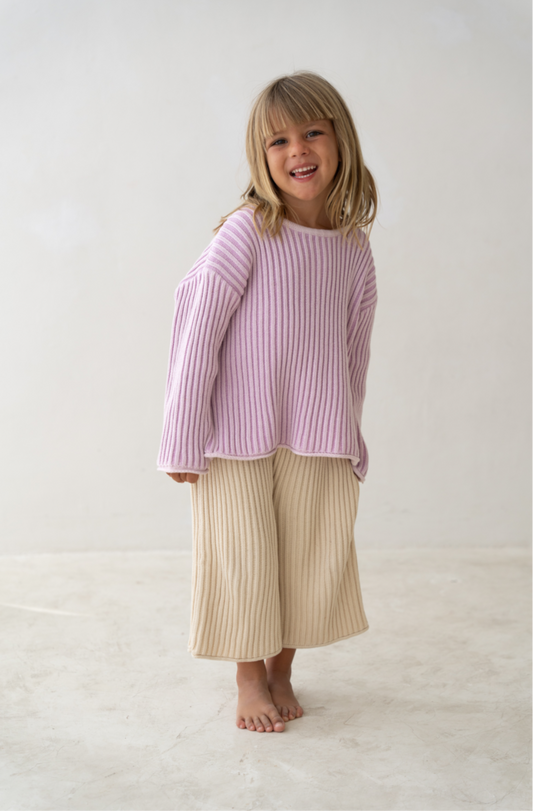 Essential Knit Jumper | Mauve Stripe