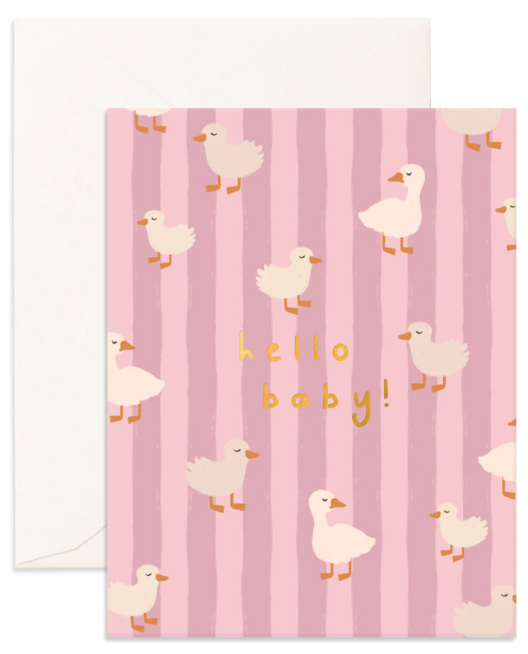 Hello Baby Ducks Pink | Greeting Card