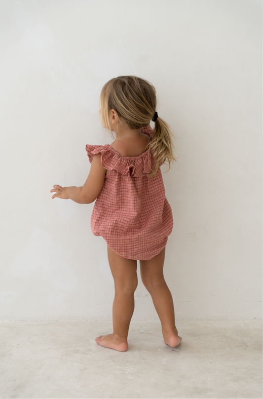 Pip Romper | Red Plaid