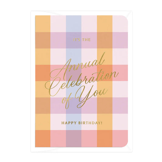 Annual Celebration Of You | Warm Gingham Card