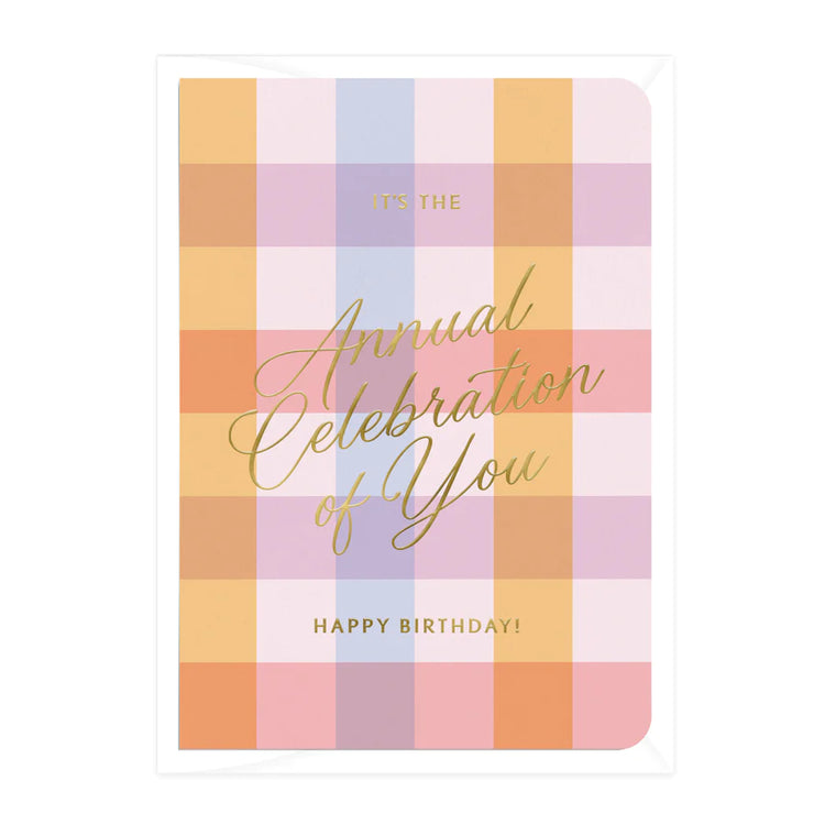 Annual Celebration Of You | Warm Gingham Card