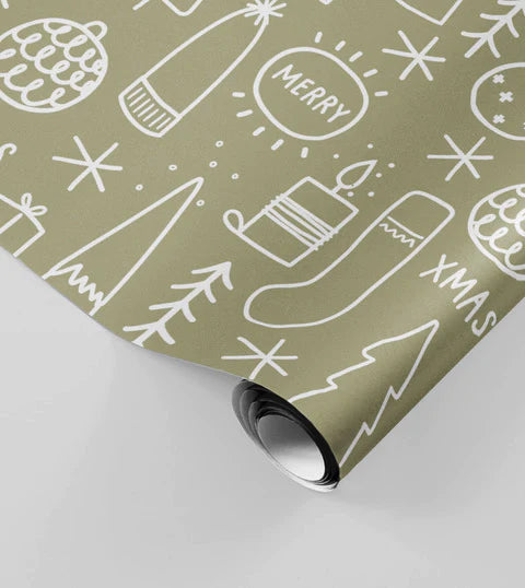 Big Xmas Wrapping Paper | Dark Khaki