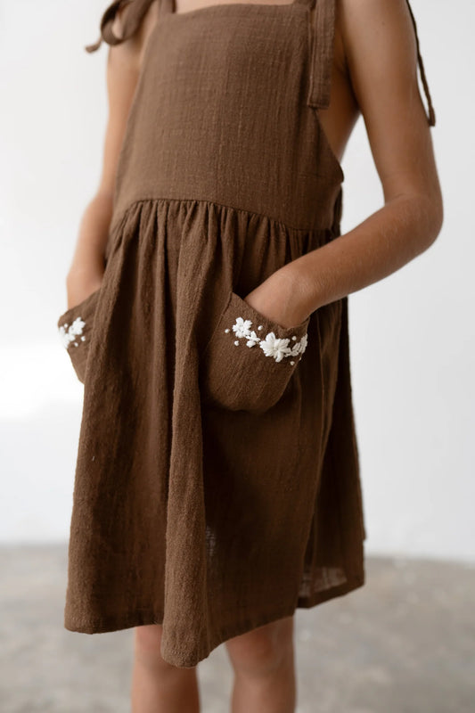 Luna Pinafore | Cocoa Embroidery