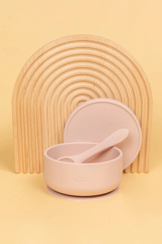 Silicone Suction Bowl with lid + Spoon Set- Blossom