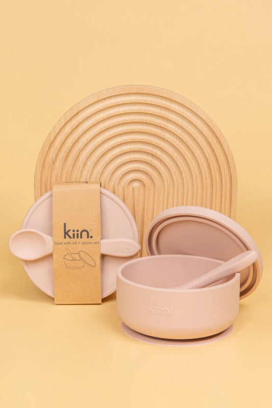 Silicone Suction Bowl with lid + Spoon Set- Blossom