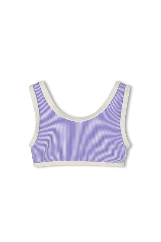 Mini Stripe Rib Scoop Bikini Top | Grape