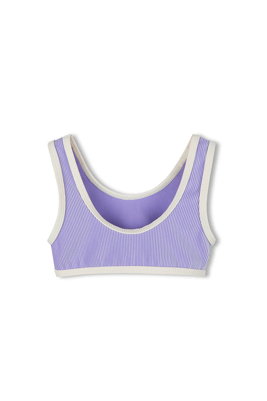 Mini Stripe Rib Scoop Bikini Top | Grape