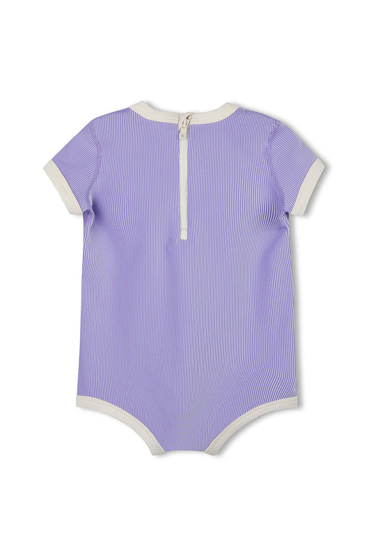 Mini Stripe Rib Infant Onesie | Grape