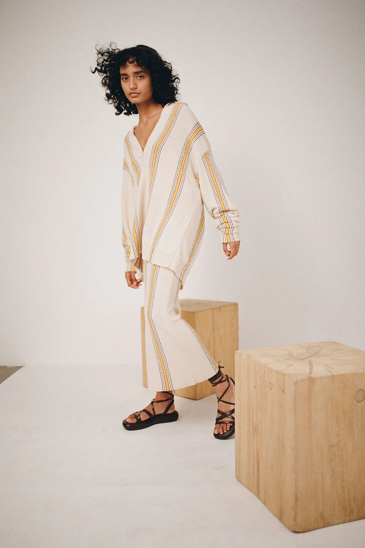 CABANA STRIPE ORGANIC COTTON BLEND KNIT DRESS