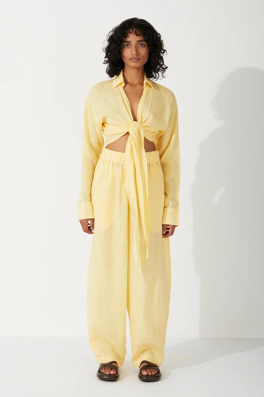 BUTTER LINEN WRAP SHIRT
