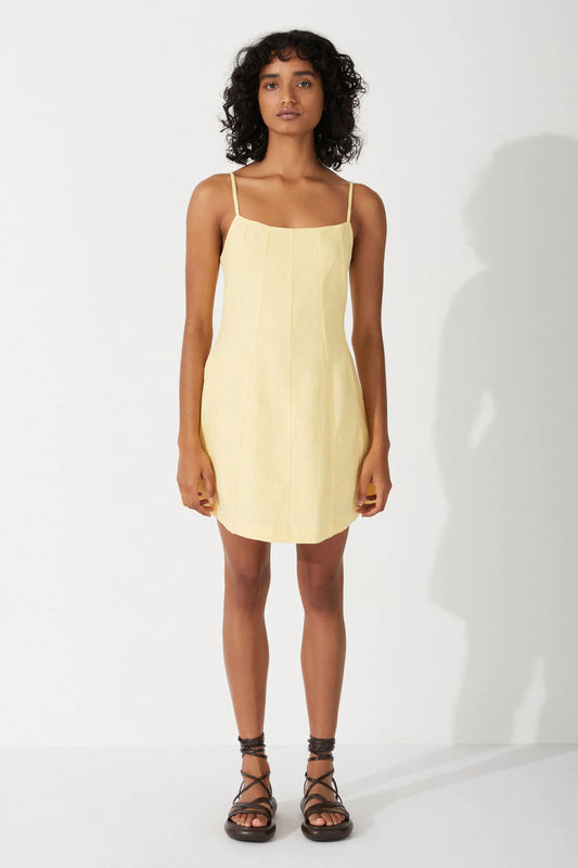 BUTTER PANELLED LINEN DRESS