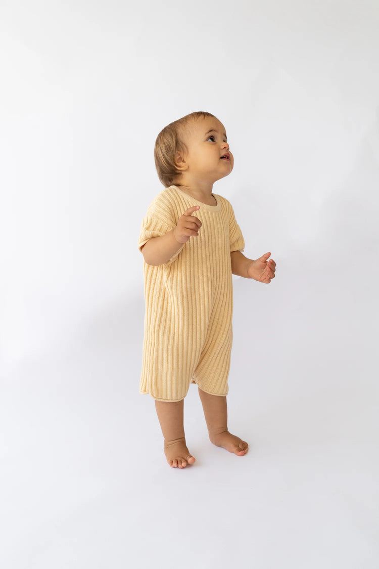 Short Sleeve Essential Ribbed Knit Romper | Butter