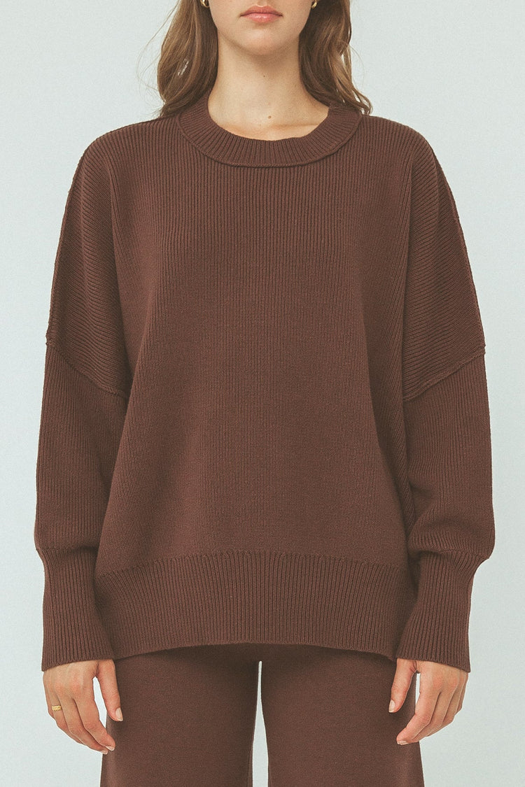 Harper Organic Knit Sweater | Chocolate