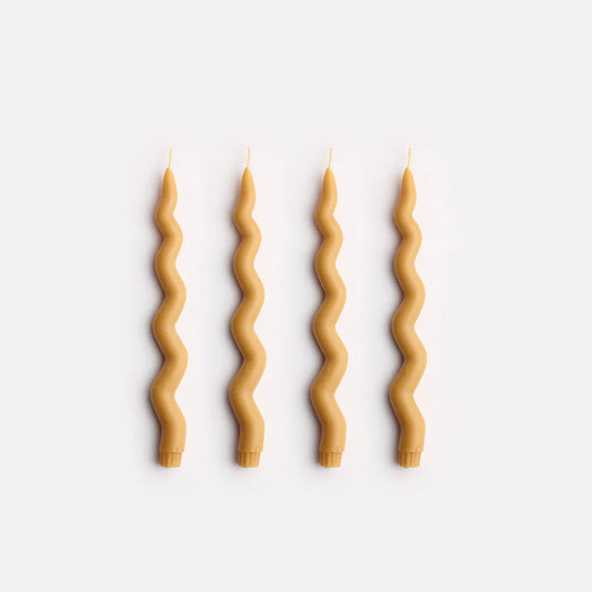 Wavy Taper Candle Set | Caramel