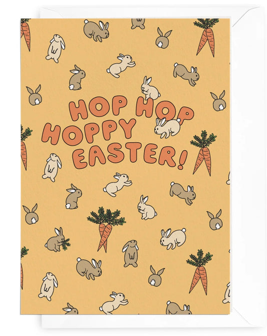 'Hop Hop Hoppy Easter' Bunnies Greeting Card