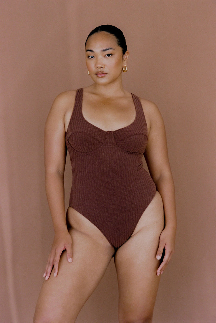 Ribbed Towelling One Piece | Cocoa