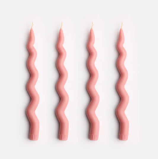Wavy Taper Candle Set | Dusty Rose