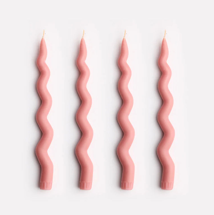 Wavy Taper Candle Set | Dusty Rose