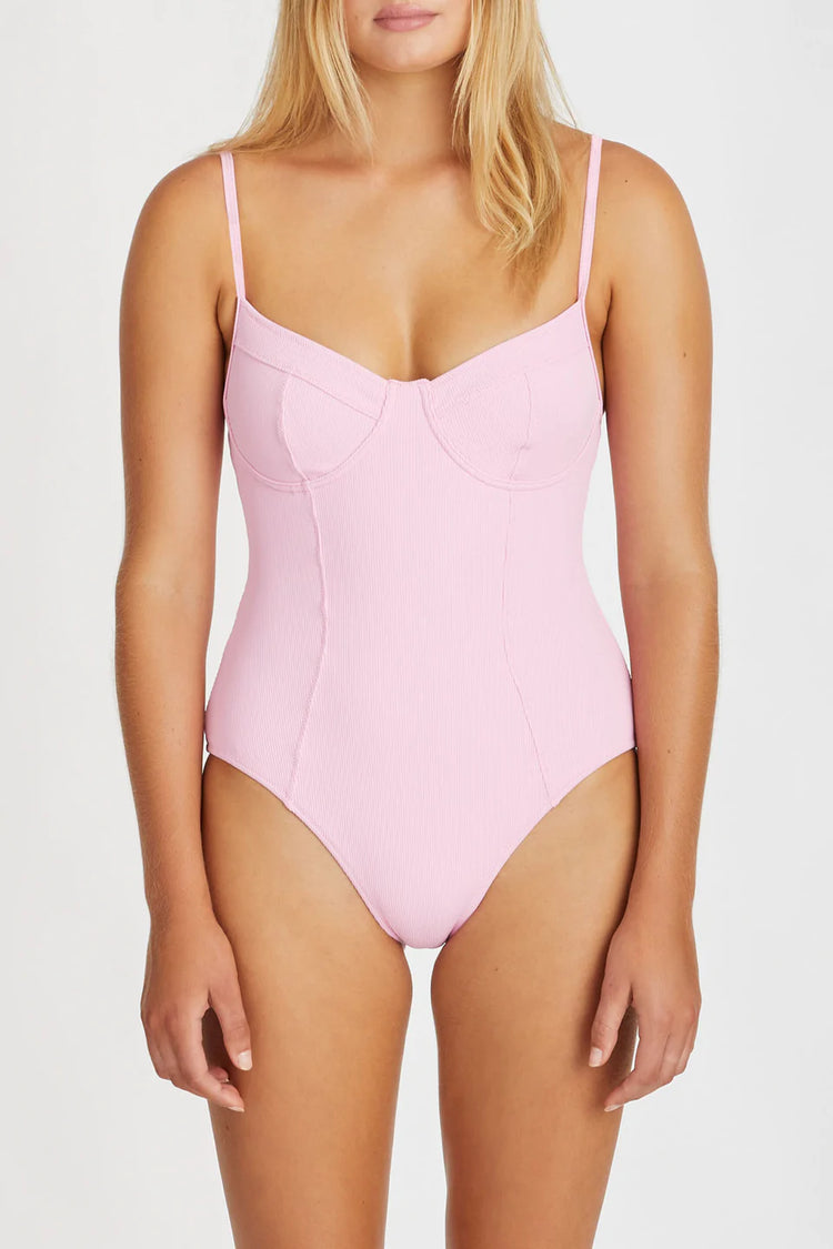 Sea Pink Ribbed One Piece