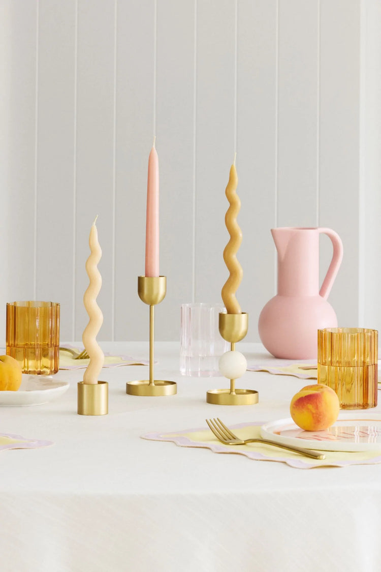 Wavy Taper Candle Set | Nude