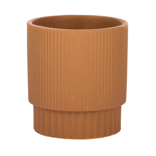 Piped Ceramic Pot | Tan