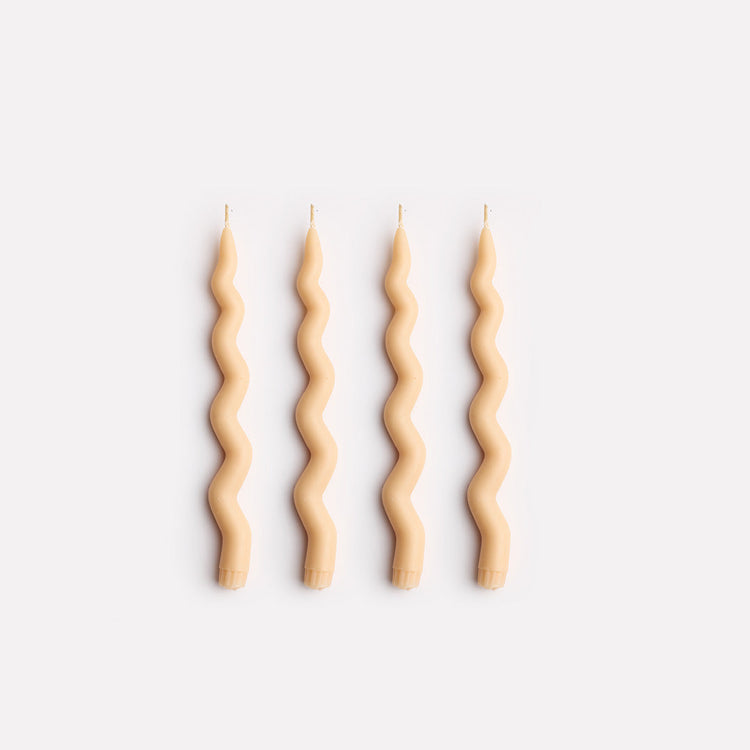 Wavy Taper Candle Set | Nude