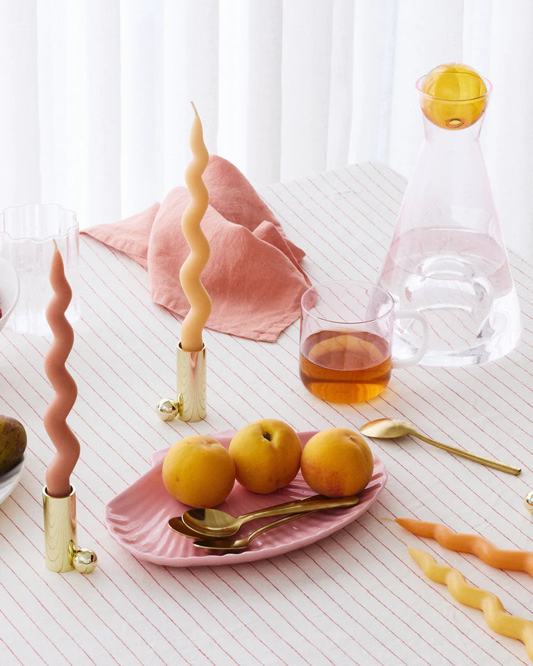 Wavy Taper Candle Set | Orange Sorbet