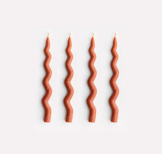 Wavy Taper Candle Set | Terracotta