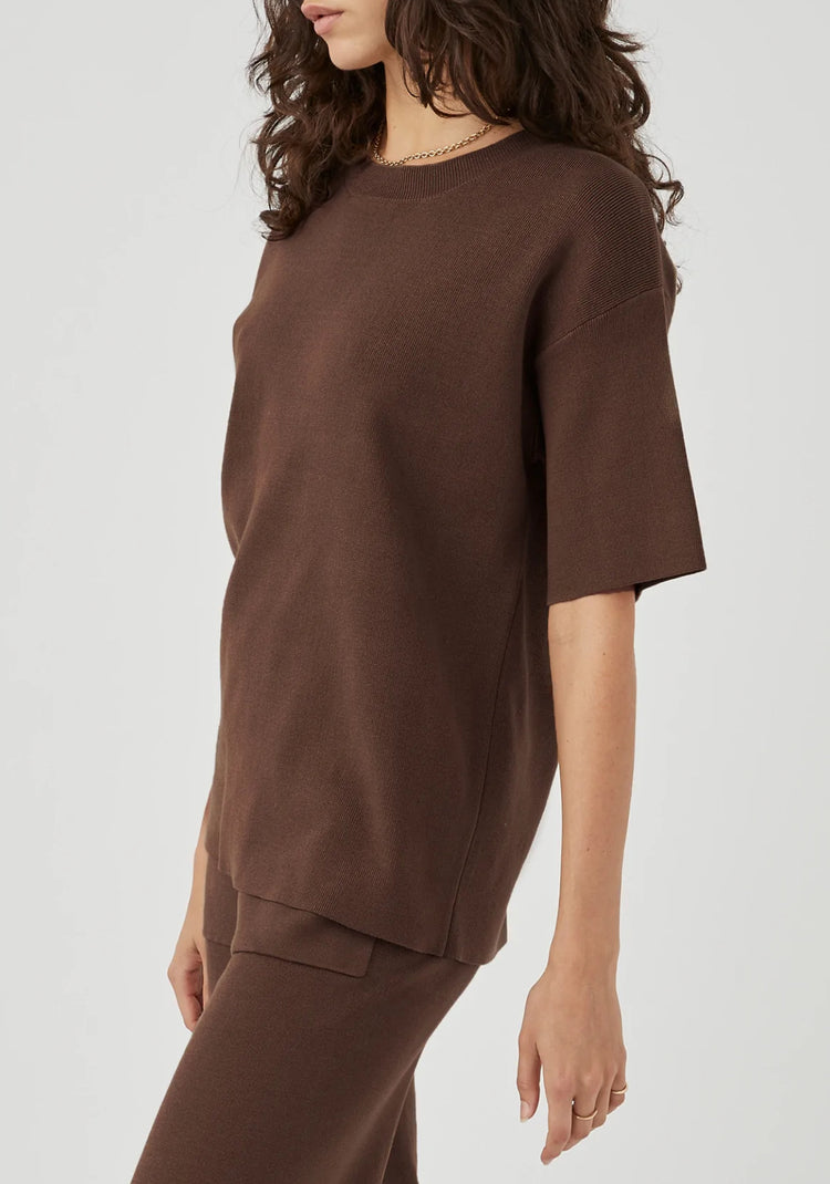 Harper Organic Knit T-Shirt | Chocolate