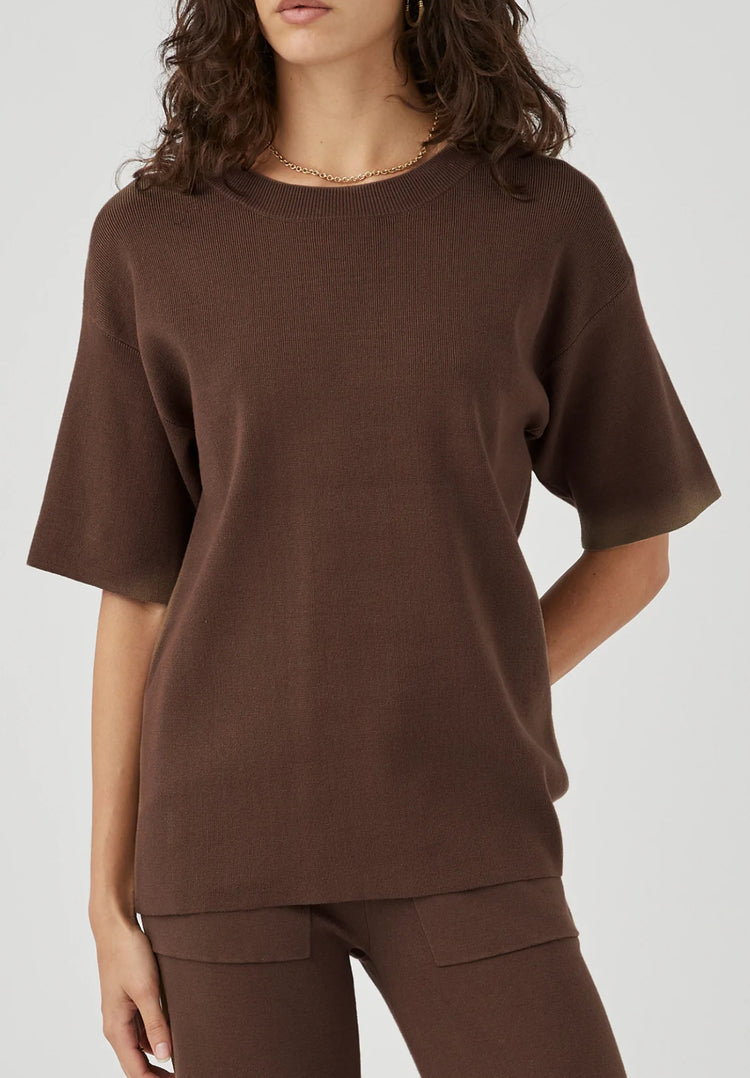 Harper Organic Knit T-Shirt | Chocolate